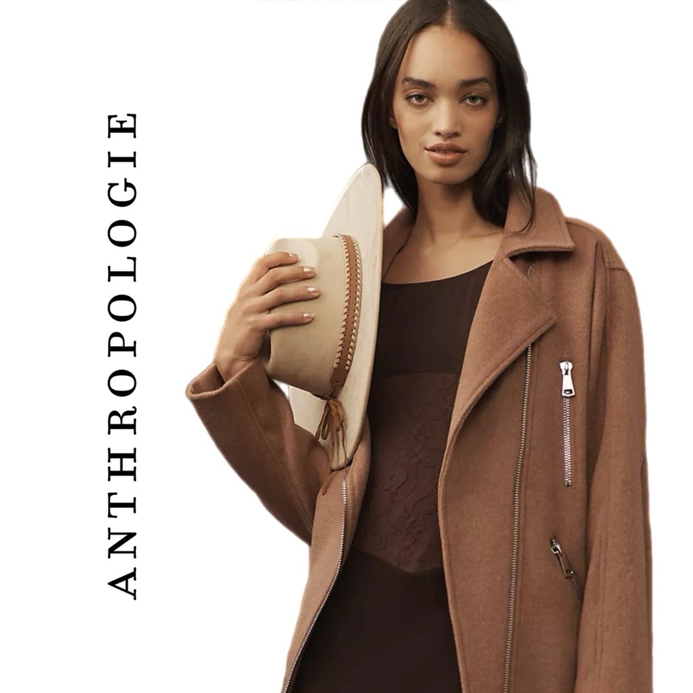 Anthropologie Maeve Longline Moto Wool-Blend Jacket XL - Picture 9 of 9